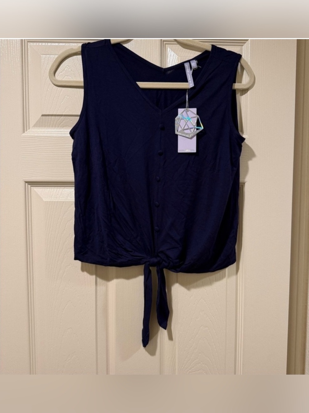 Good Luck Girl Blue Sleeveless Tie Front Tank Top g NWT